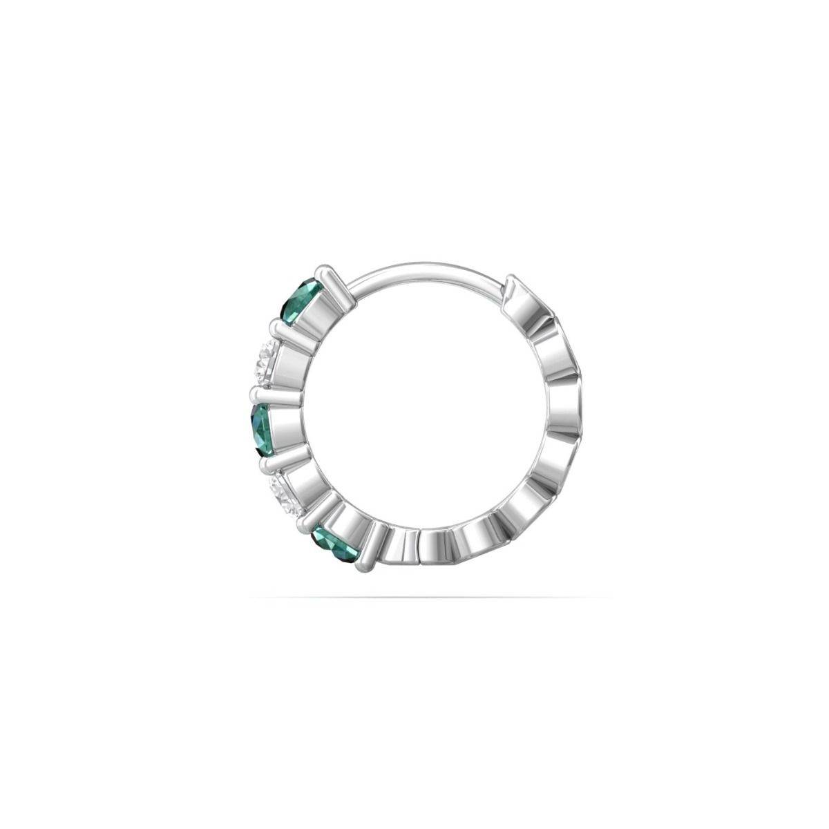 Hoop Emerald Diamond Earring Share Claw Setting In 18K White Gold - DG & Co. Jewellery