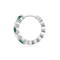 18K White Gold Alternating Emerald Diamond Hoop Earrings Share Claw Setting - DG & Co. Jewellery
