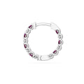 Hoop Ruby Diamond Earrings In 18K White Gold Share Claw Setting - DG & Co. Jewellery