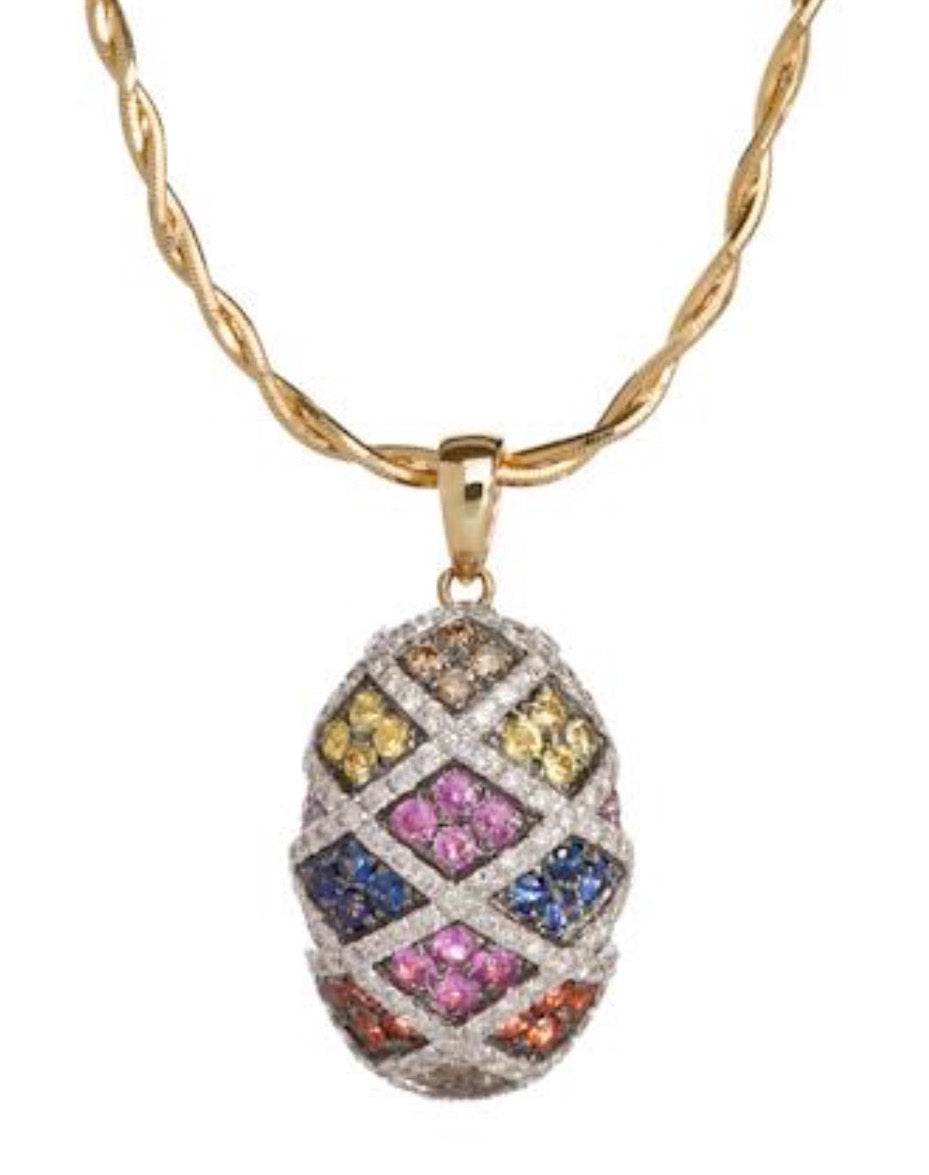 Multi Colour Sapphire and Diamond Pendant in 14 Karat Yellow Gold - DG & Co. Jewellery