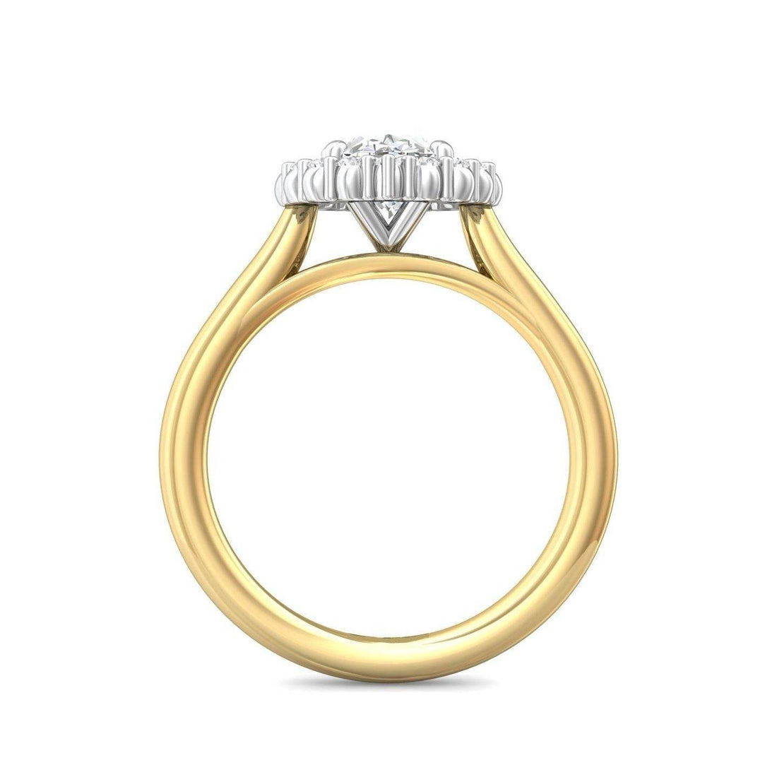 Claw Set Oval Cut Diamond Halo Engagement Ring with Plain Band - 18K Yellow - DG & Co. Jewellery
