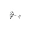 Halo Diamond Stud Earrings 4 Prong Centre Stone Pave Setting Side Stone In 18K White Gold - DG & Co. Jewellery