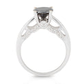 Vintage Style Black Diamond 4 Claw Setting Ring Share Prong Setting Side Stone In 18 Karat White Gold - DG & Co. Jewellery