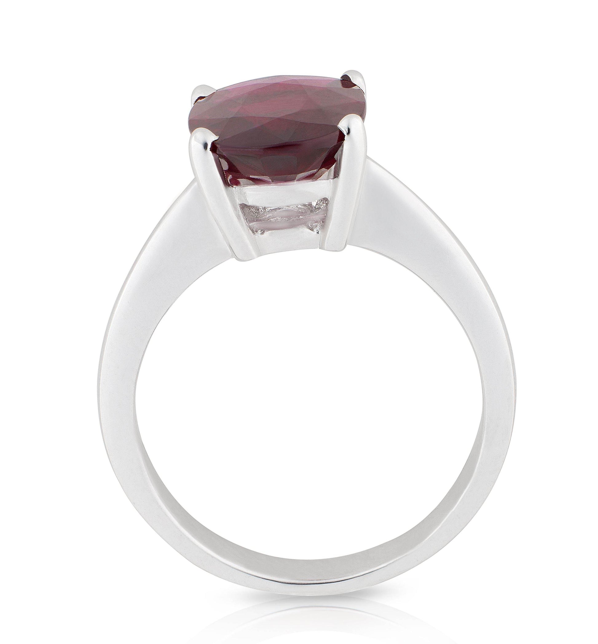 Rubellite Oval Cut 4 Claw Setting Solitaire Ring In 18K White gold - DG & Co. Jewellery