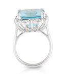 Emerald Cut 10CT Aquamarine Diamond Halo Ring In 18K White Gold - DG & Co. Jewellery