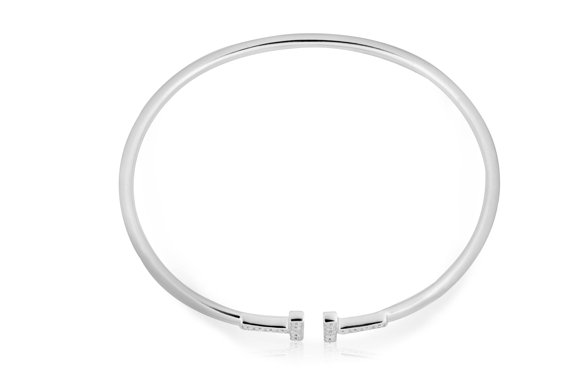 Pave Setting Diamond Wire Bangle In 18K White Gold - DG & Co. Jewellery