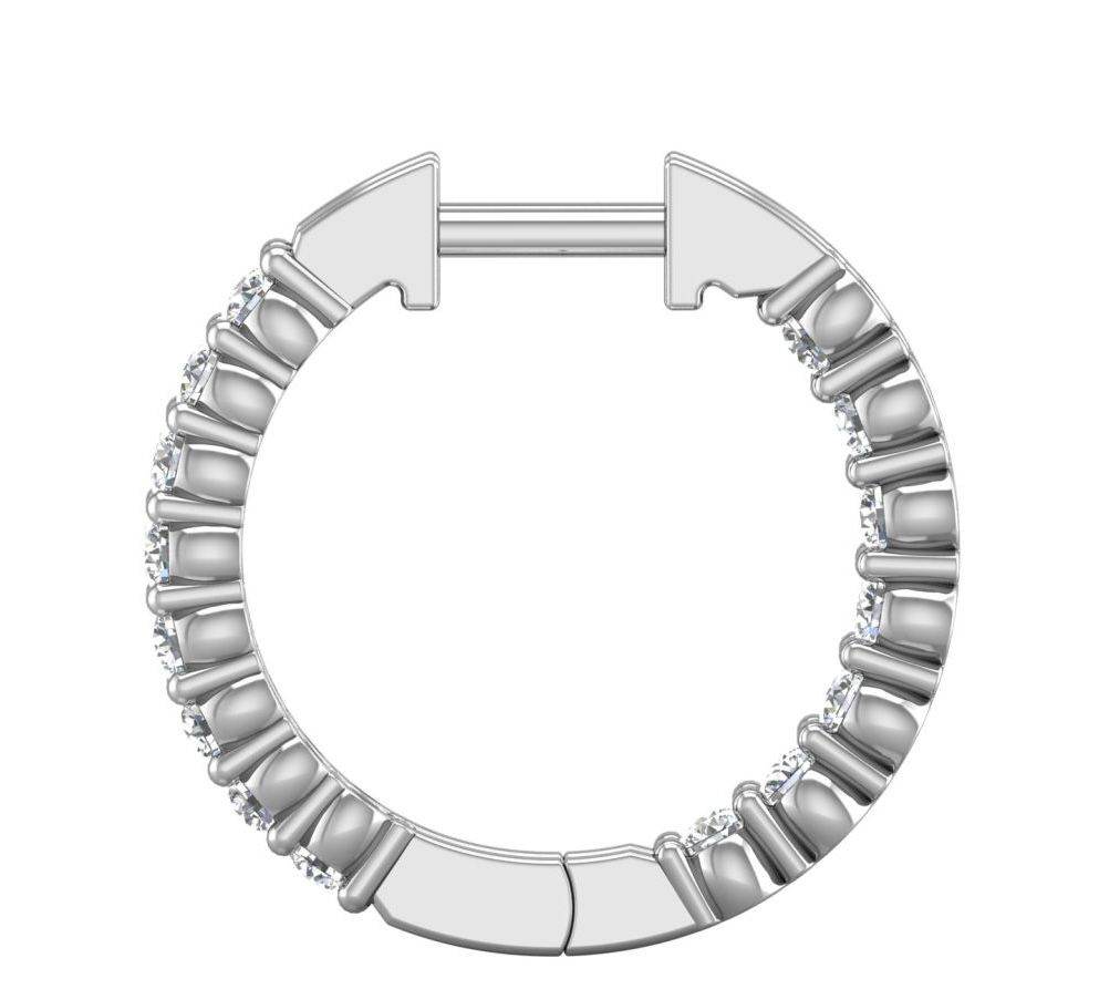 Diamond Hoop Earring In And Out Pave Setting In 18K White Gold - DG & Co. Jewellery