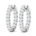 1.00CT Round Shape Hinged Hoop Diamond Earrings In And Out Share Prong Setting In 18K White Gold - DG & Co. Jewellery