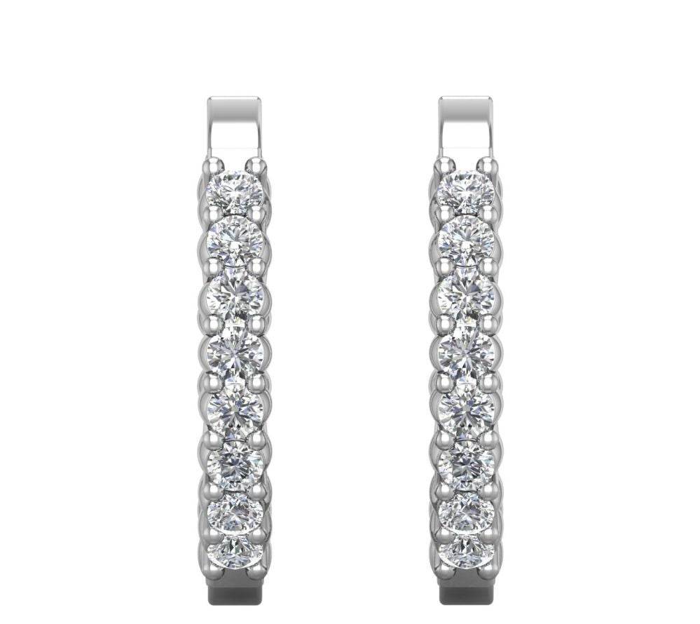 Diamond Hoop Earring In And Out Pave Setting In 18K White Gold - DG & Co. Jewellery