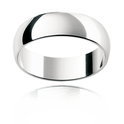 6.00MM Gents Wedding Band with Half Round Contour -18K White - DG & Co. Jewellery