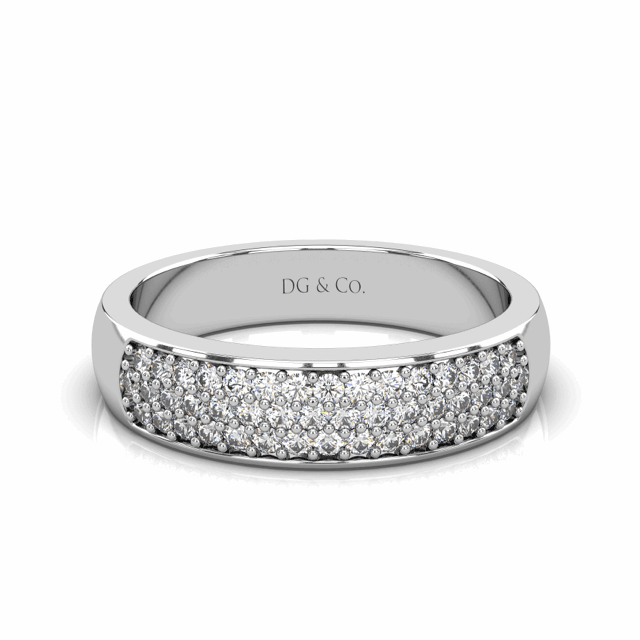 Anniversary Thick Diamond Wedding Band Pave Setting In 18K White Gold - DG & Co. Jewellery