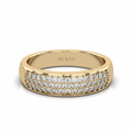 18K Yellow Gold Diamond Anniversary Ring 3 Row Pave Setting - DG & Co. Jewellery