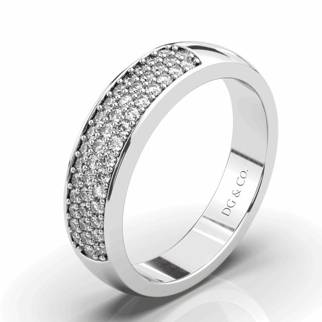 Anniversary Thick Diamond Wedding Band Pave Setting In 18K White Gold - DG & Co. Jewellery