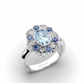 Aquamarine Sapphire Diamond Ring Bezel Set in 18K White Gold - DG & Co. Jewellery