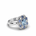 Aquamarine Sapphire Diamond Ring Bezel Set in 18K White Gold - DG & Co. Jewellery