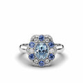 Aquamarine Sapphire Diamond Ring Bezel Set in 18K White Gold - DG & Co. Jewellery