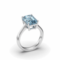 4.50CT Emerald Cut Santa Maria Natural Aquamarine Ring Set in 18K White Gold - DG & Co. Jewellery