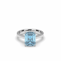 4.50CT Emerald Cut Santa Maria Natural Aquamarine Ring Set in 18K White Gold - DG & Co. Jewellery