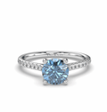 Aquamarine Round Cut 4 Claw setting Centre Stone Pave Setting Side Stone In 18K White Gold - DG & Co. Jewellery