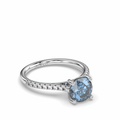 Aquamarine Round Cut 4 Claw setting Centre Stone Pave Setting Side Stone In 18K White Gold - DG & Co. Jewellery