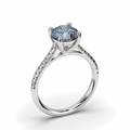 Aquamarine Round Cut 4 Claw setting Centre Stone Pave Setting Side Stone In 18K White Gold - DG & Co. Jewellery