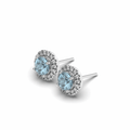 Aquamarine Diamond Halo Earring Pave Setting In 18K White Gold - DG & Co. Jewellery