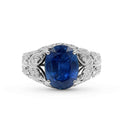 5.15CT Vintage Style Ceylon Sapphire Diamond Ring In 18K White Gold - DG & Co. Jewellery
