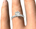 Platinum Brilliant Cut Six Claw Setting Diamond Ring On A Upswept Reverse Taper Band - DG & Co. Jewellery