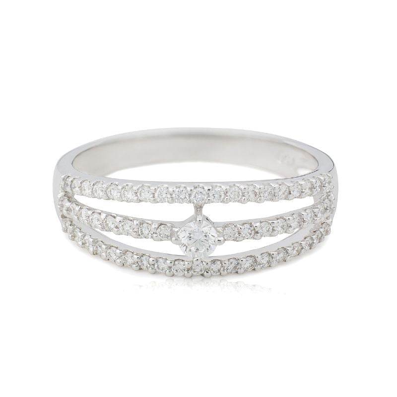 18 Karat White Gold Diamond Engagement Ring in 3 Row Pave Setting - DG & Co. Jewellery