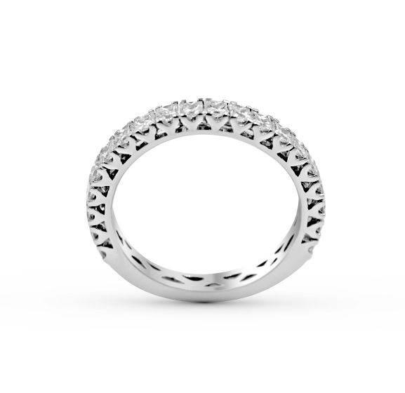 Princess Cut V Setting Diamond Wedding Band Modern Style 18 Karat White Gold - DG & Co. Jewellery