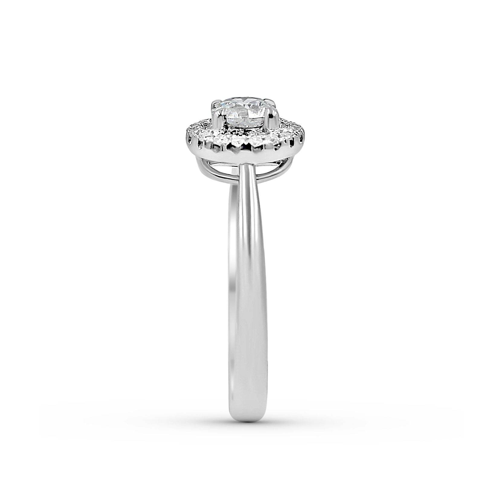Halo Diamond Engagement Ring Round Cut For Claw Setting In 18K White gold - DG & Co. Jewellery
