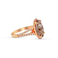 Morganite Oval Cut Split Band Halo Diamond Engagement Ring In 18K Rose Gold - DG & Co. Jewellery