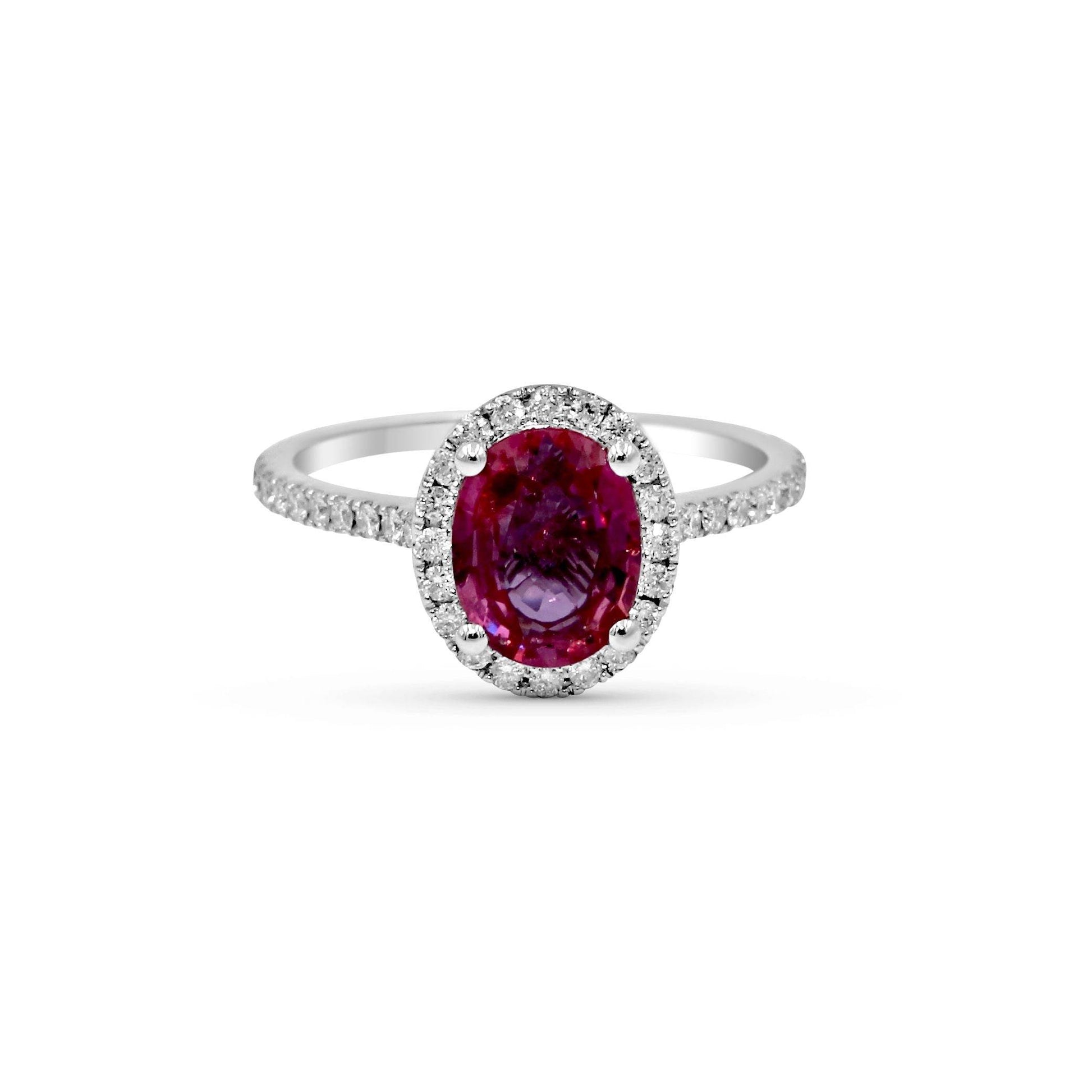 Oval Pink Sapphire Diamond Engagement Ring In 18 Karat White Gold - DG & Co. Jewellery