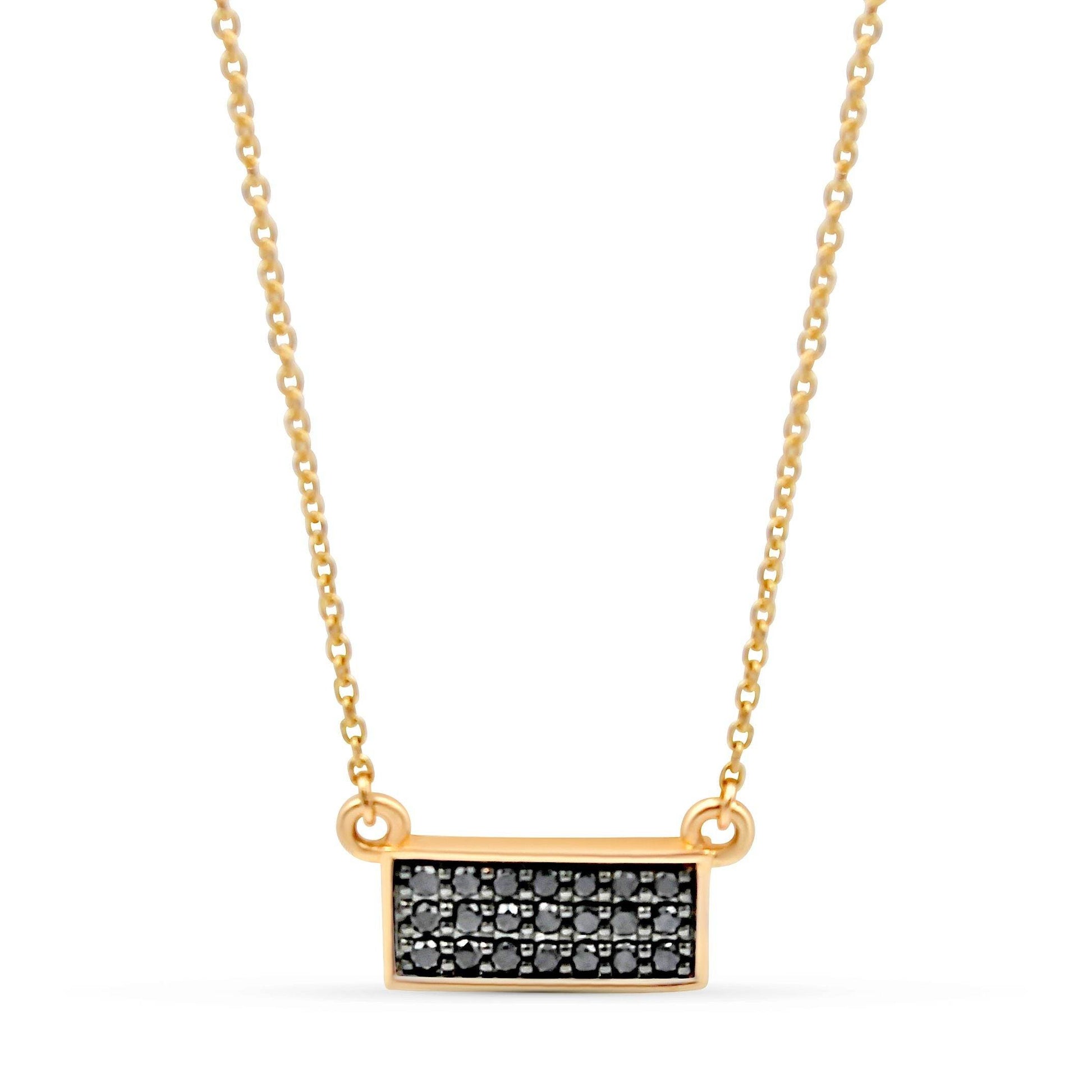 Black Round Brilliant Cut Diamond Pendant Pave Setting In 18K Yellow Gold - DG & Co. Jewellery