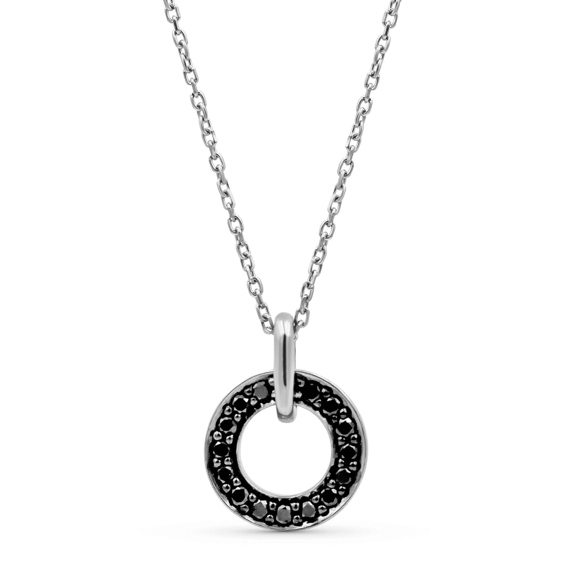 Circle Pendant Black Diamond Pave Setting In 9K Yellow Gold - DG & Co. Jewellery