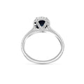 Natural Dark Blue Sapphire Diamond Ring Oval Cut Hidden Halo Set In 18K White Gold - DG & Co. Jewellery