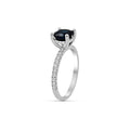 Natural Dark Blue Sapphire Diamond Ring Cushion Cut set in 18K White Gold - DG & Co. Jewellery