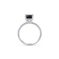 Natural Dark Blue Sapphire Diamond Ring Cushion Cut set in 18K White Gold - DG & Co. Jewellery