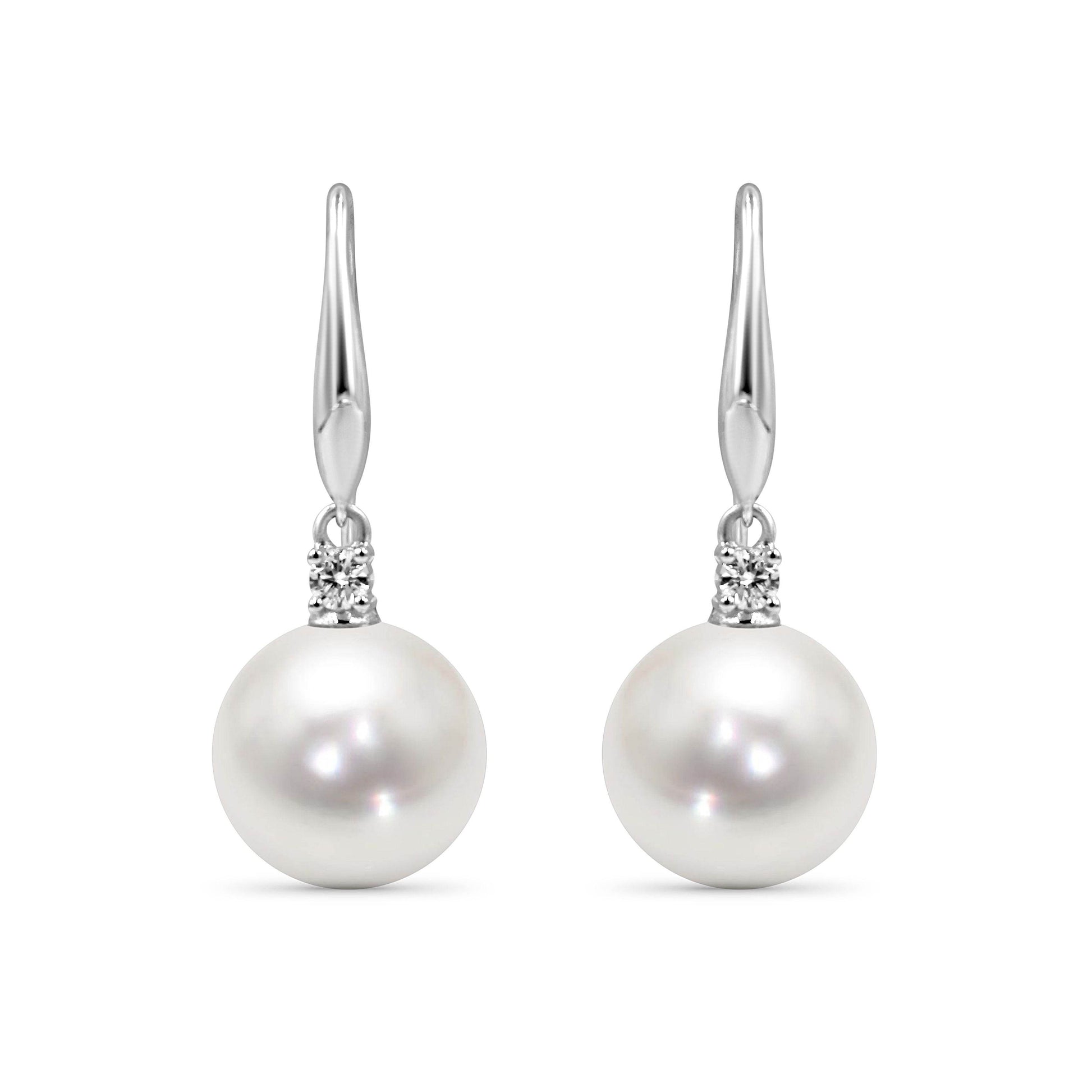 18K White Gold Diamond South Sea Pearl Earrings - DG & Co. Jewellery
