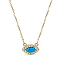 18K Yellow Gold Diamond Evil Eye Natural Turquoise Marquise Cut Necklace - DG & Co. Jewellery