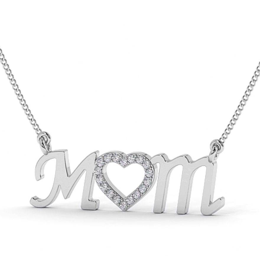 9K White Gold MOM Diamonds Necklace - DG & Co. Jewellery