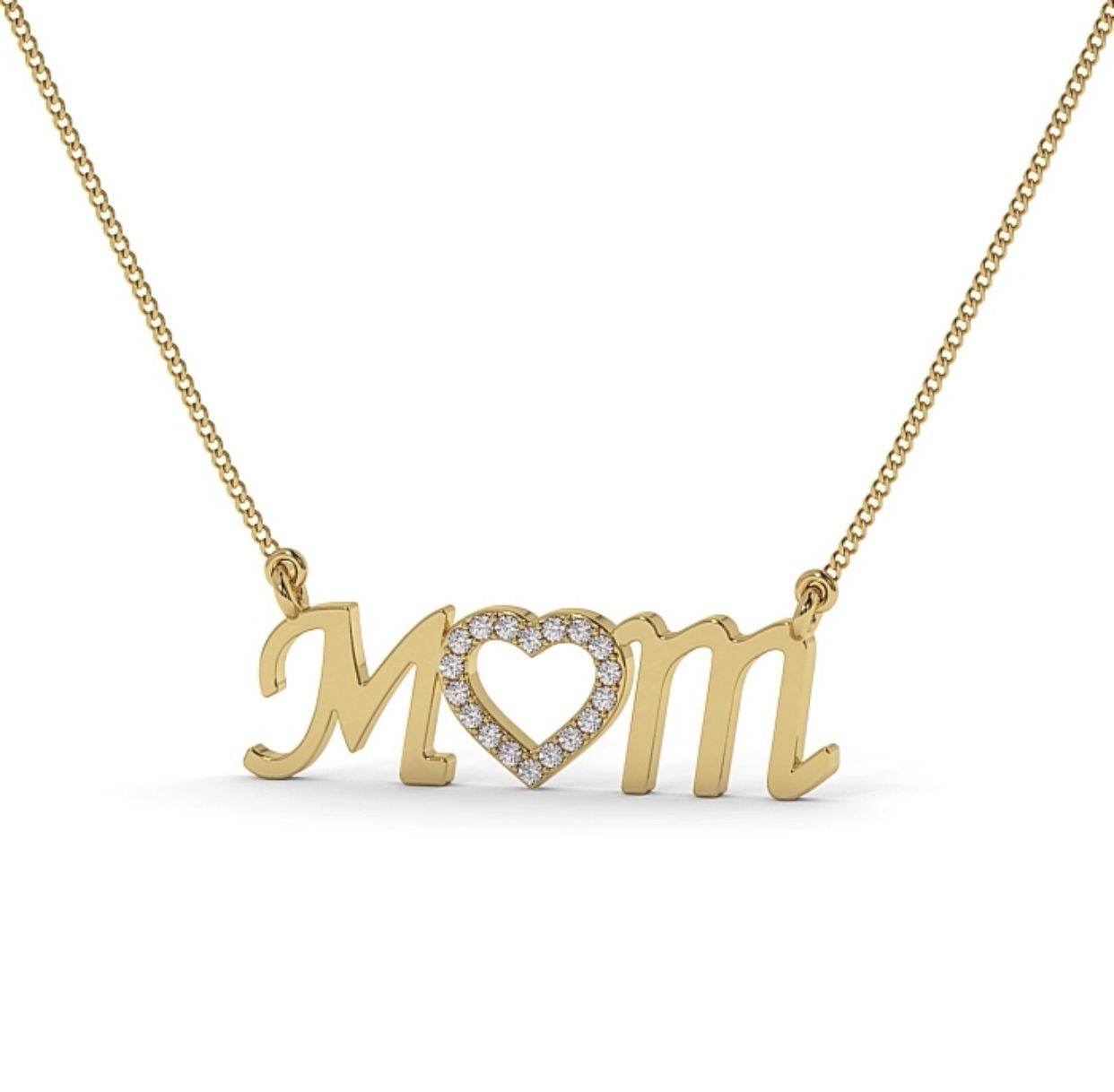 9K Yellow Gold MOM Diamond Necklace Pave Setting - DG & Co. Jewellery