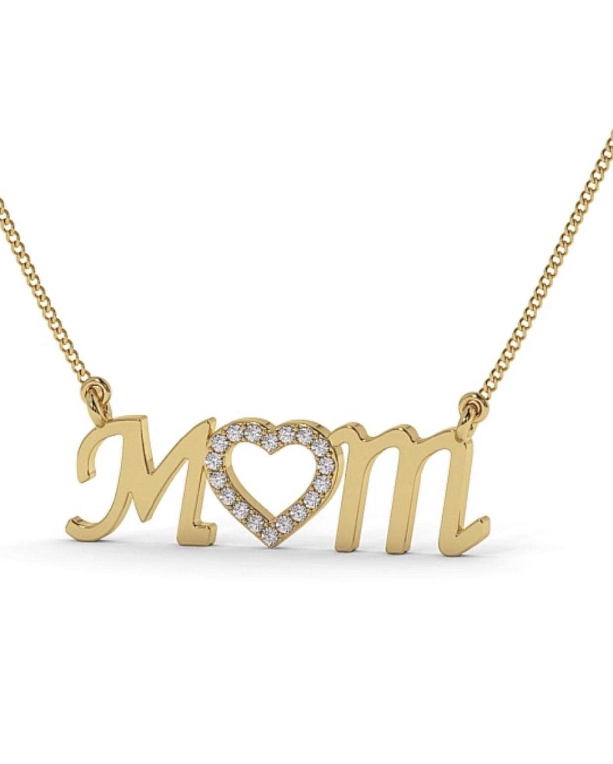 9K Yellow Gold MOM Diamond Necklace Pave Setting - DG & Co. Jewellery