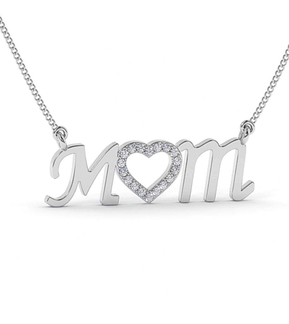 9K White Gold MOM Diamonds Necklace - DG & Co. Jewellery