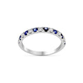 Blue Sapphire And Diamond Wedding Anniversary Band Pave Setting In 18K White Gold - DG & Co. Jewellery