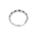 Blue Sapphire And Diamond Wedding Anniversary Band Pave Setting In 18K White Gold - DG & Co. Jewellery