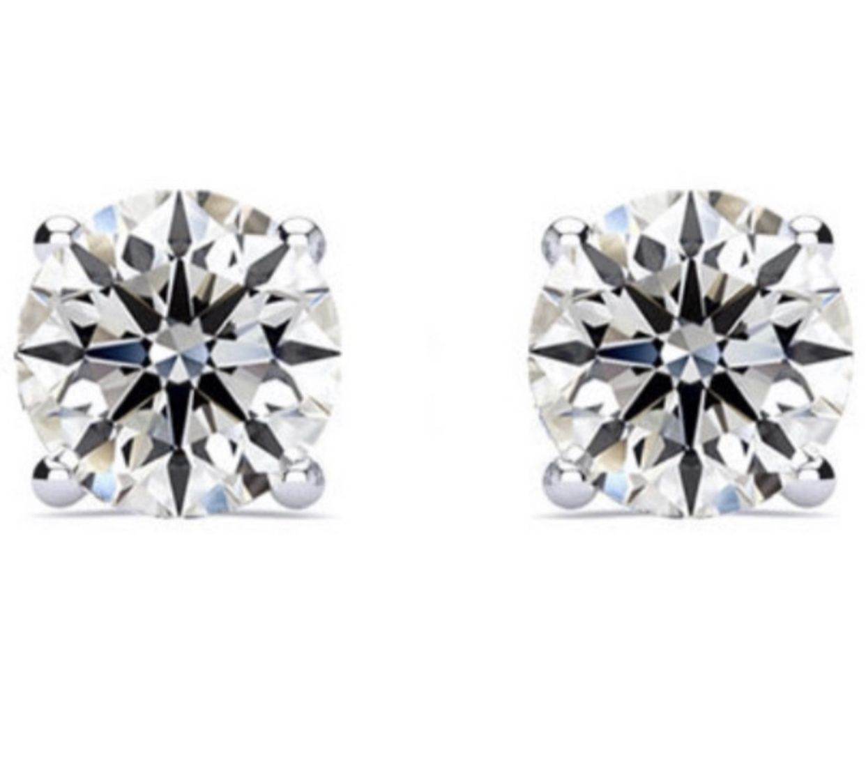 GIA Diamond Stud Solitaire Earring 2.00 CT Claw Setting In 18K White Gold - DG & Co. Jewellery