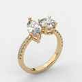 Marquise and Round Toi Et Moi You and Me Diamond Engagement Ring Prong Setting Centre Stones Pave Setting Side Stone In 18K Yellow Gold - DG & Co. Jewellery
