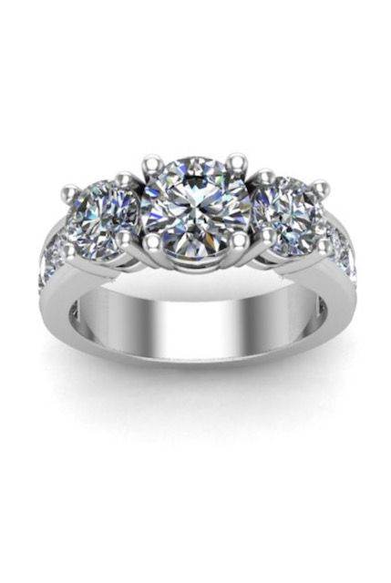 1.00CT Trilogy Diamond Ring 4 Claw Setting In 18K White Gold - DG & Co. Jewellery