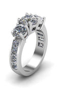 1.00CT Trilogy Diamond Ring 4 Claw Setting In 18K White Gold - DG & Co. Jewellery